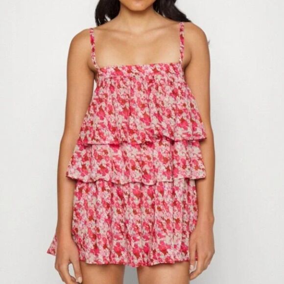 Free People | Talia Tunic Floral Ruffle Top Size Small NWOT - Picture 1 of 9